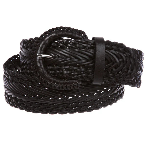 Women's Braided Woven Round Leather Belt