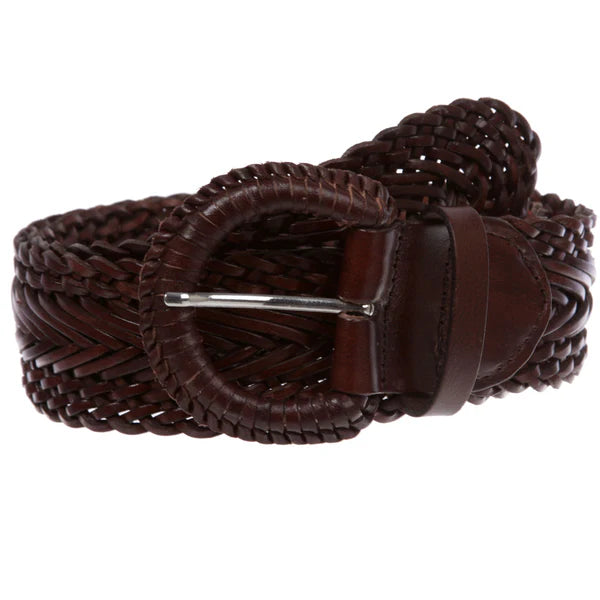 Women's Braided Woven Round Leather Belt