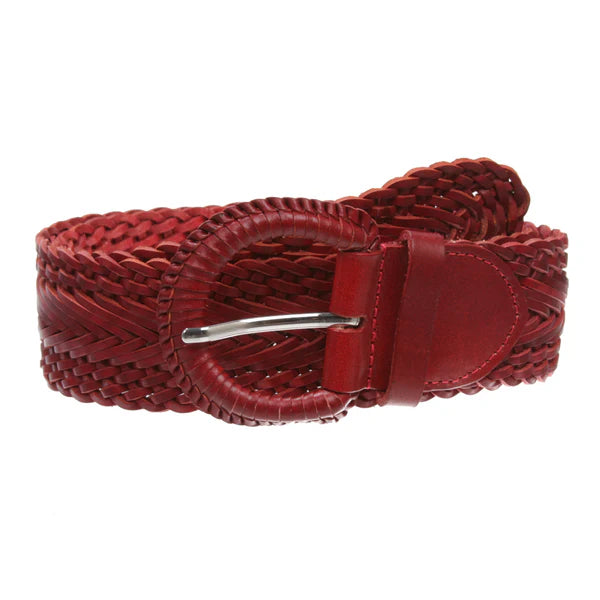 Women's Braided Woven Round Leather Belt