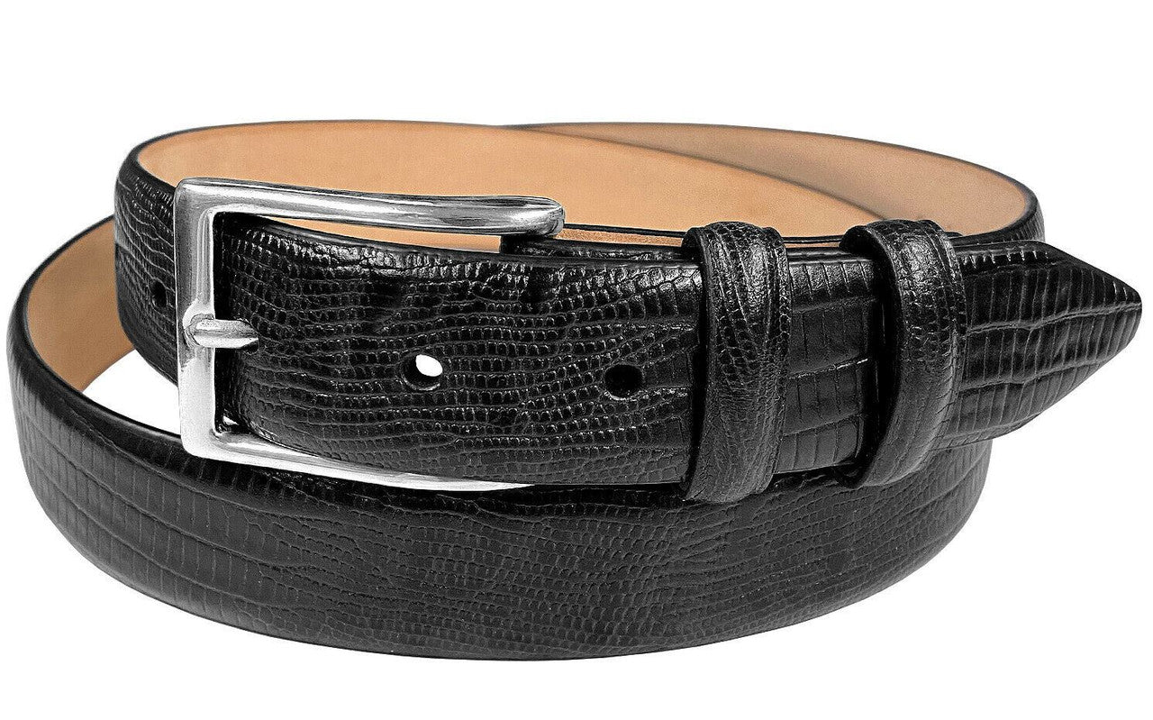 Silver Adam Solid Brass Buckle Genuine Full-Grain Cowhide Leather Dress Belt