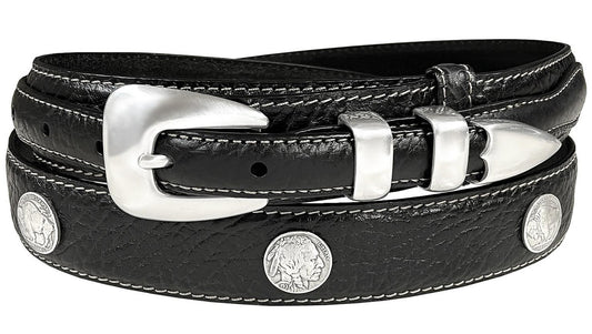Buffalo Indian Head Coin Conchos Western Leather Ranger Belt