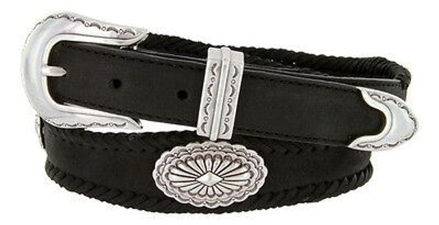 Arizona Southwestern Conchos Crazy Horse Scalloped Genuine Leather Western Belt