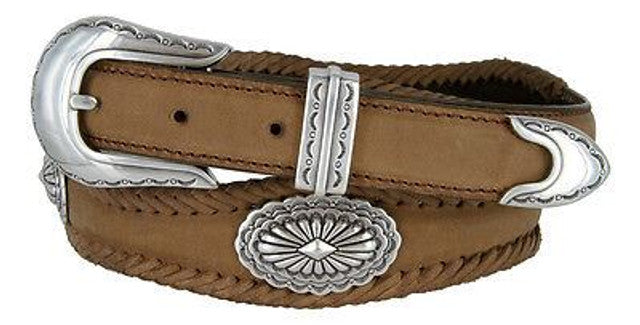 Arizona Southwestern Conchos Crazy Horse Scalloped Genuine Leather Western Belt
