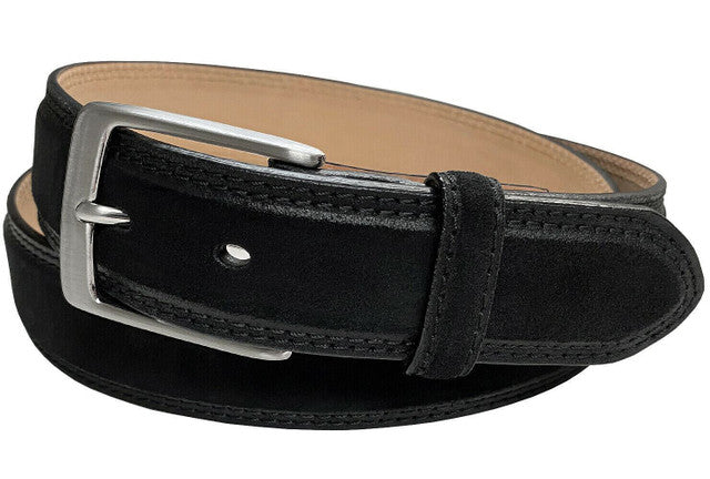 Brushed Nickel Solid Brass Buckle Suede Belt Genuine Leather Casual Dress Belt