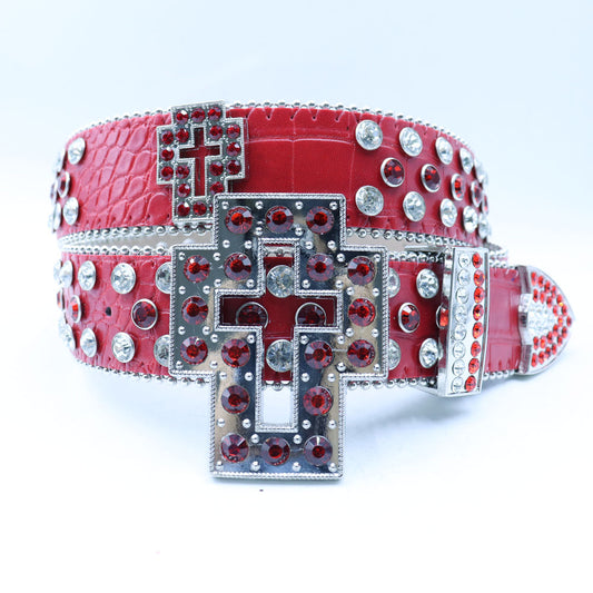 Rhinestone Western Cross Belt - Crystal Studded Fashion Statement Accessory BRS70
