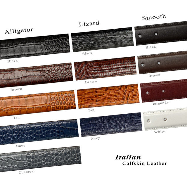 Armando Men's Solid Brass Buckle Italian Calfskin Genuine Leather Belt