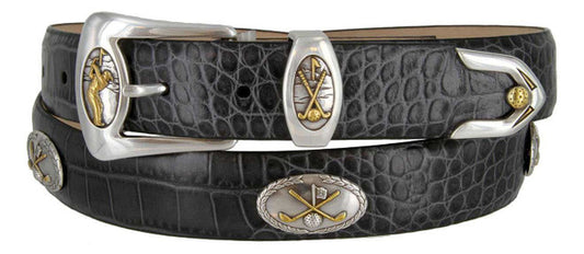 Bayside Genuine Full-Grain Cowhide Leather Designer Dress Golf Belt 1-1/8"(30mm) Wide