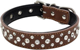 Sparkly Crystal Genuine Leather Cowboy Pet Dog Collar