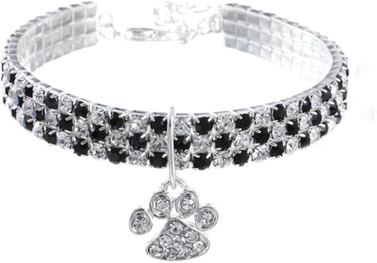 Pet Collar with Crystal Heart Claw Pendant Necklace Chains For Dogs