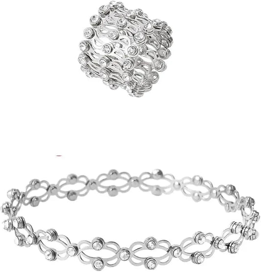 Rhinestone Ring Bracelet for Women - Adjustable Multi-Wear Hand Jewelry