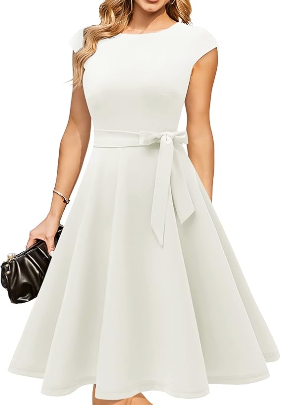Vintage Cap Sleeve Cocktail Dress – Elegant Retro Homecoming Party Dress