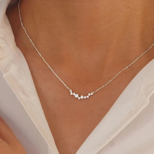 Luxury Rhinestone Necklace for Women - Elegant Dainty Square Crystal Pendant in Gold or Silver