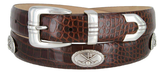 Golf Club Italian Calfskin Genuine Leather Designer Golf Conchos Belt