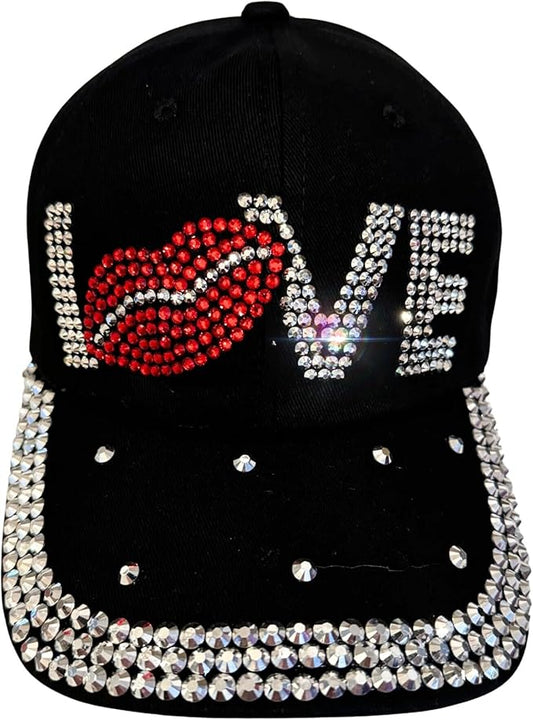 Bedazzled Denim & Diamond Baseball Hat – Handmade Rhinestone Bling Cap