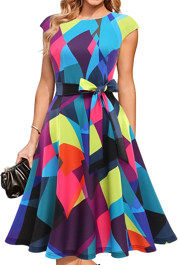 Vintage Cap Sleeve Cocktail Dress – Elegant Retro Homecoming Party Dress