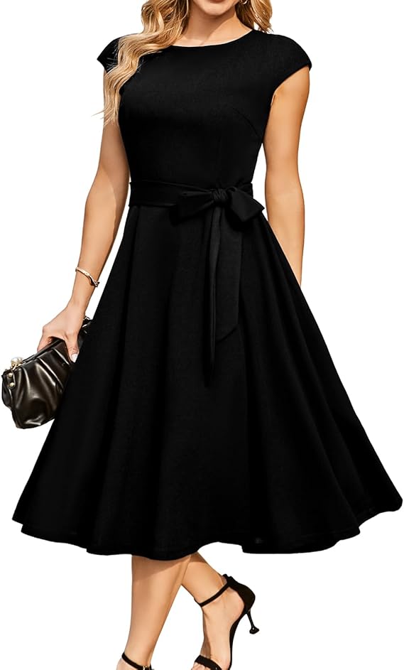 Vintage Cap Sleeve Cocktail Dress – Elegant Retro Homecoming Party Dress