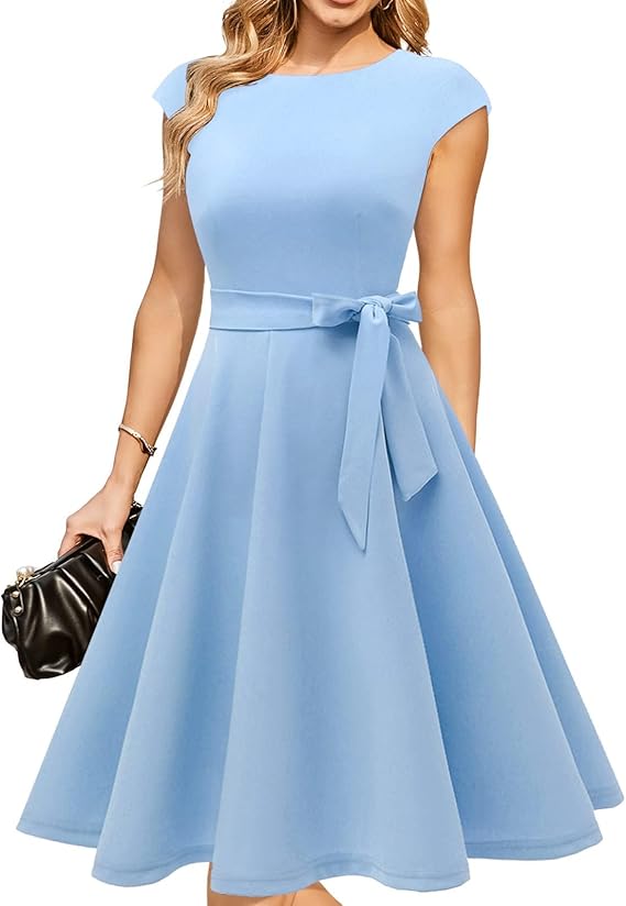 Vintage Cap Sleeve Cocktail Dress – Elegant Retro Homecoming Party Dress