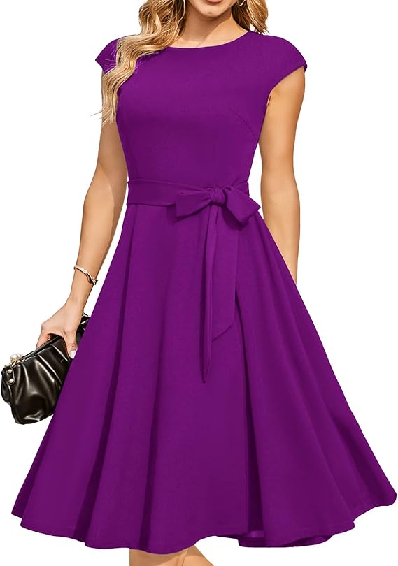 Vintage Cap Sleeve Cocktail Dress – Elegant Retro Homecoming Party Dress