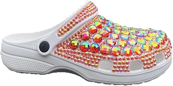Belt Rhinestone Women’s Rhinestone Slide Mules – Closed Toe Comfort Flats