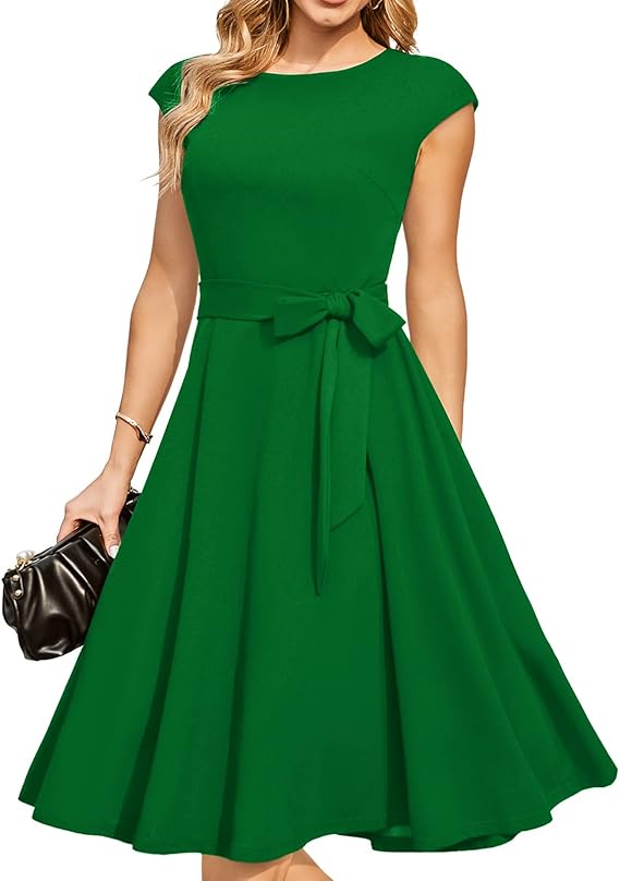 Vintage Cap Sleeve Cocktail Dress – Elegant Retro Homecoming Party Dress
