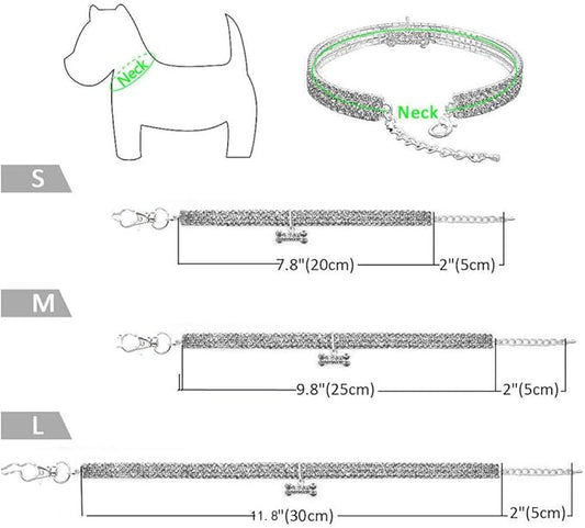 Pet Collar with Crystal Heart Claw Pendant Necklace Chains For Dogs
