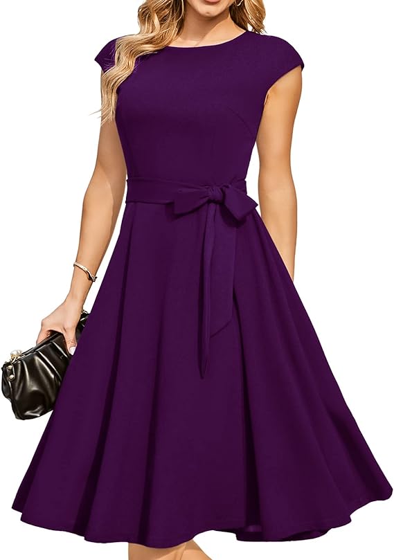 Vintage Cap Sleeve Cocktail Dress – Elegant Retro Homecoming Party Dress
