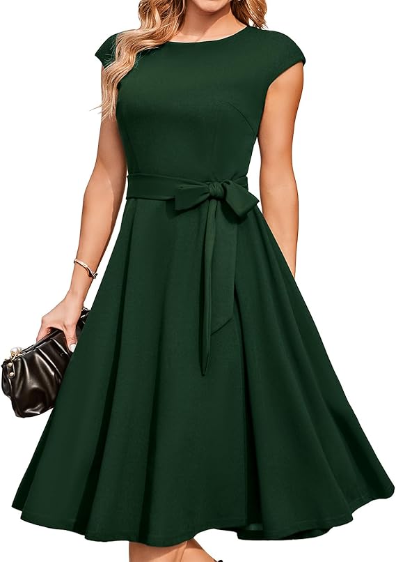 Vintage Cap Sleeve Cocktail Dress – Elegant Retro Homecoming Party Dress