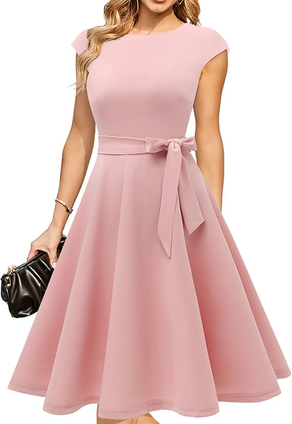 Vintage Cap Sleeve Cocktail Dress – Elegant Retro Homecoming Party Dress