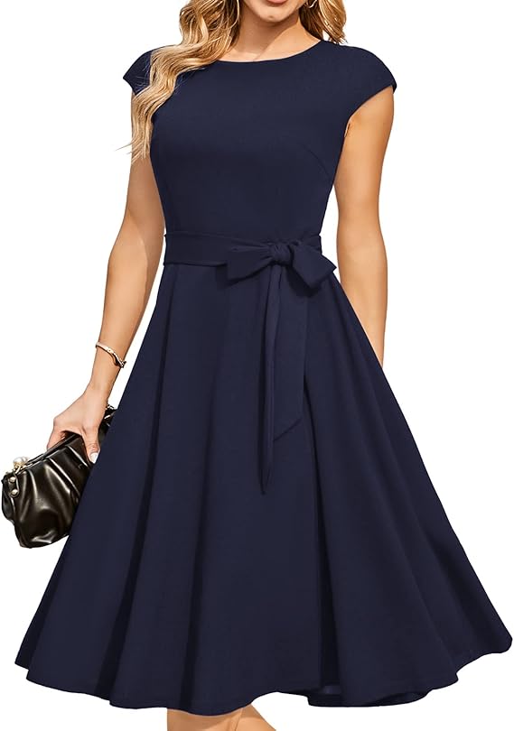 Vintage Cap Sleeve Cocktail Dress – Elegant Retro Homecoming Party Dress
