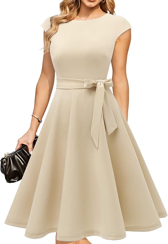 Vintage Cap Sleeve Cocktail Dress – Elegant Retro Homecoming Party Dress