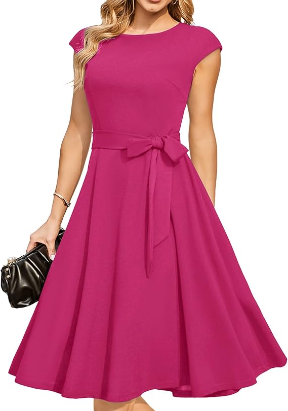 Vintage Cap Sleeve Cocktail Dress – Elegant Retro Homecoming Party Dress