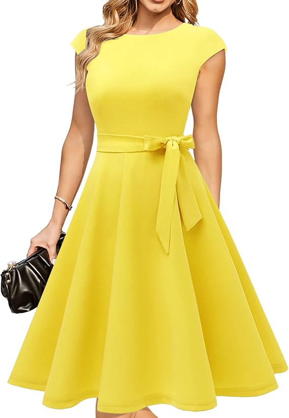 Vintage Cap Sleeve Cocktail Dress – Elegant Retro Homecoming Party Dress