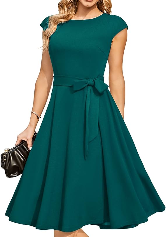 Vintage Cap Sleeve Cocktail Dress – Elegant Retro Homecoming Party Dress