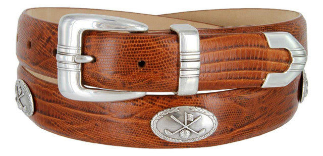 Golf Club Italian Calfskin Genuine Leather Designer Golf Conchos Belt
