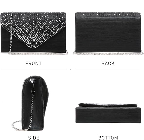 Ladies Frosted Satin Evening Crossbody Envelope Handbag