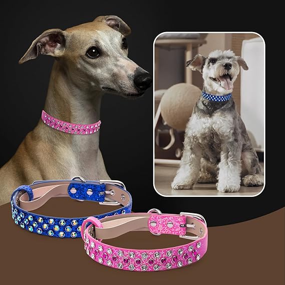 Microfiber Leather Spiked Bling Pet Collars with Adjustable Leash