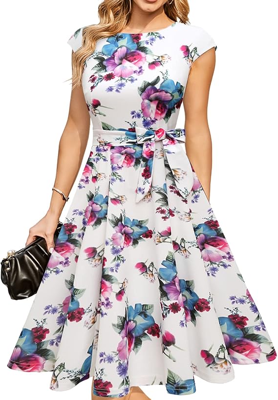 Vintage Cap Sleeve Cocktail Dress – Elegant Retro Homecoming Party Dress