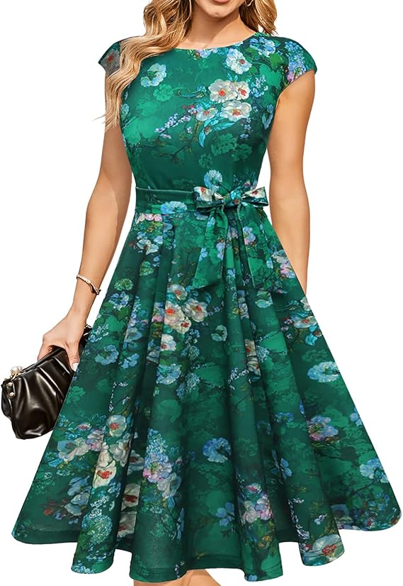 Vintage Cap Sleeve Cocktail Dress – Elegant Retro Homecoming Party Dress