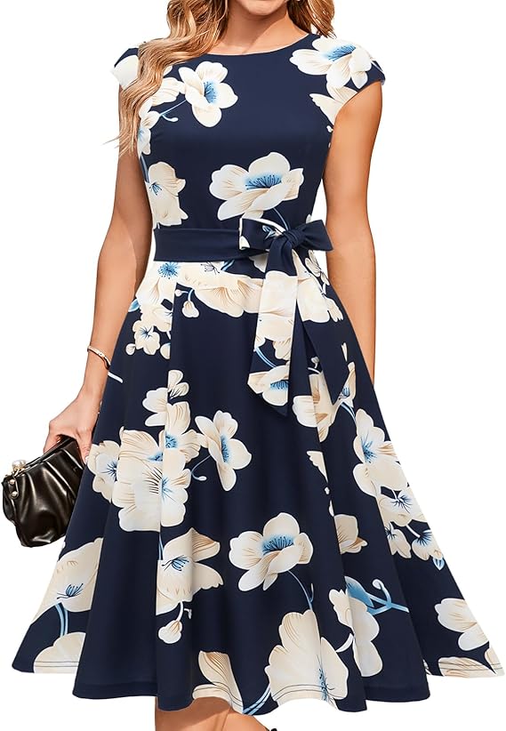 Vintage Cap Sleeve Cocktail Dress – Elegant Retro Homecoming Party Dress