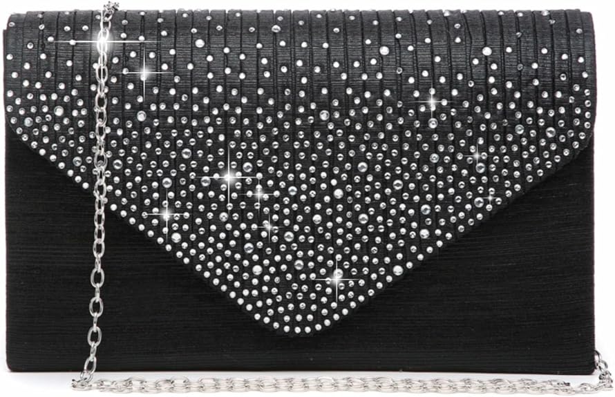 Ladies Frosted Satin Evening Crossbody Envelope Handbag