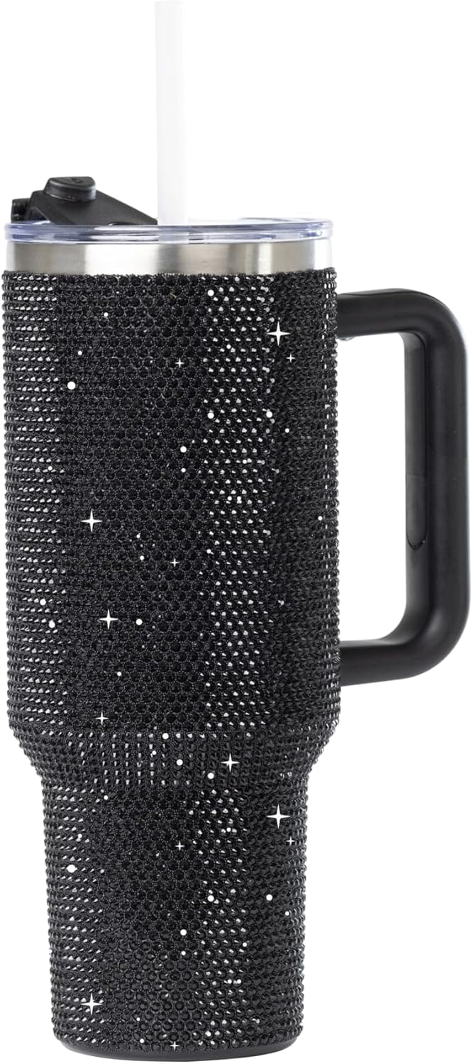 Belt Rhinestone 20 oz Stainless Steel Insulated Travel Mug – Spill-Proof Lid