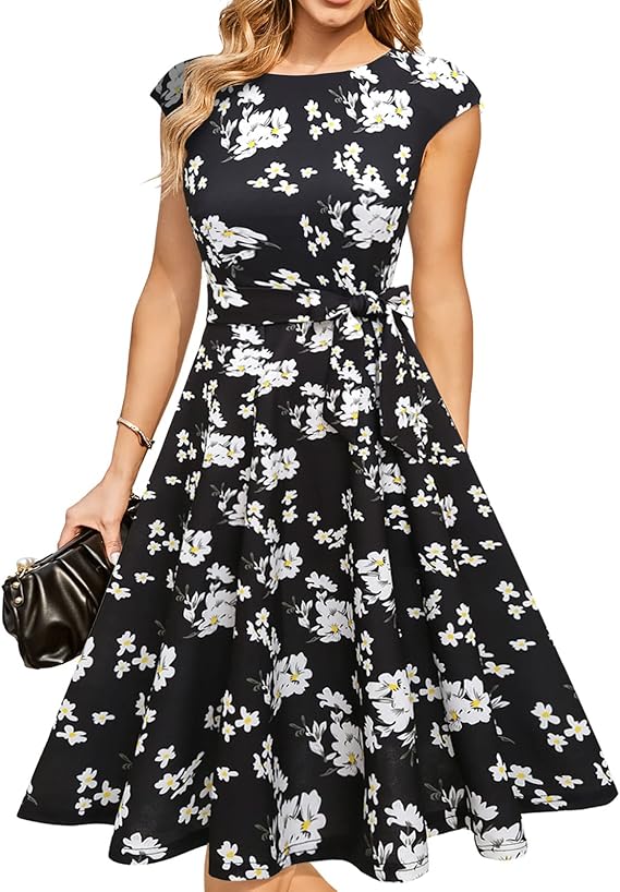 Vintage Cap Sleeve Cocktail Dress – Elegant Retro Homecoming Party Dress