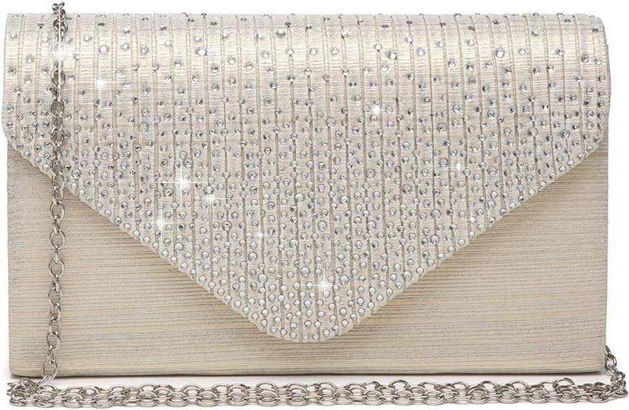 Ladies Frosted Satin Evening Crossbody Envelope Handbag