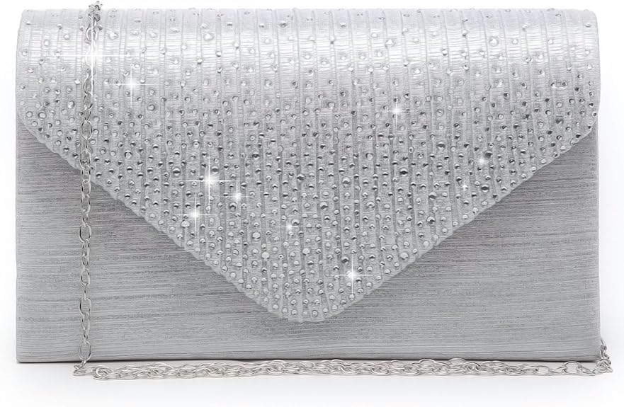 Ladies Frosted Satin Evening Crossbody Envelope Handbag