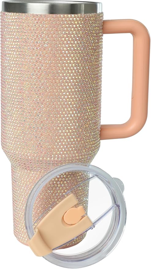 Belt Rhinestone 20 oz Stainless Steel Insulated Travel Mug – Spill-Proof Lid