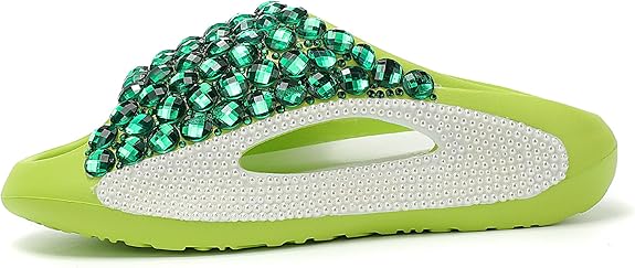 Belt Rhinestone Women’s Rhinestone Slide Mules – Closed Toe Comfort Flats