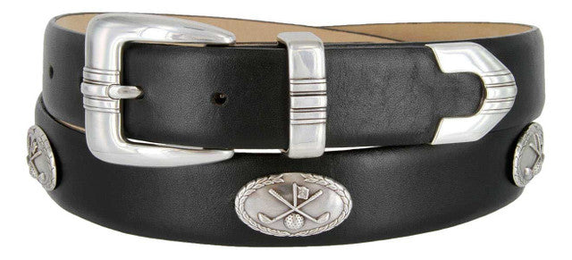 Golf Club Italian Calfskin Genuine Leather Designer Golf Conchos Belt