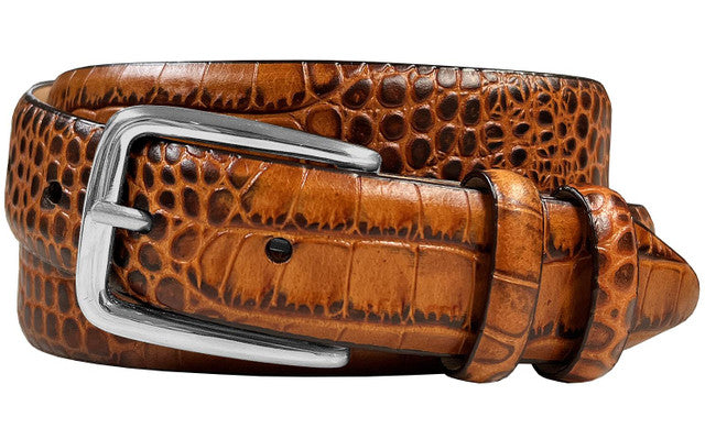 Armando Men's Solid Brass Buckle Italian Calfskin Genuine Leather Belt