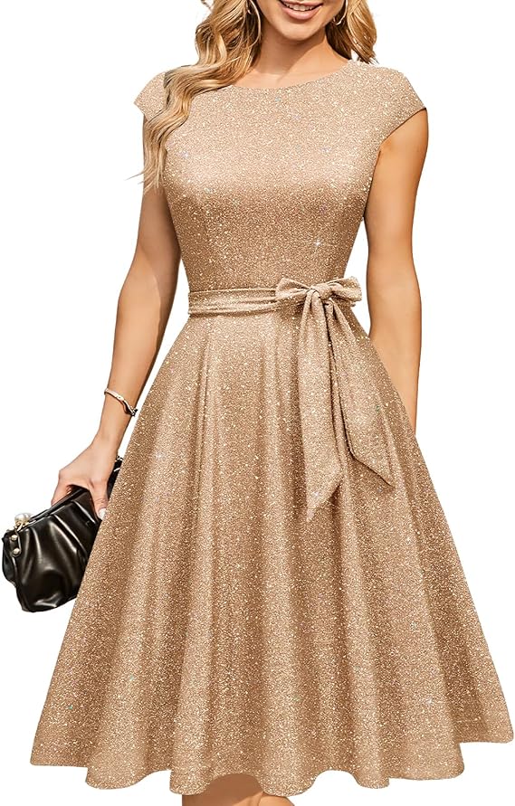 Vintage Cap Sleeve Cocktail Dress – Elegant Retro Homecoming Party Dress
