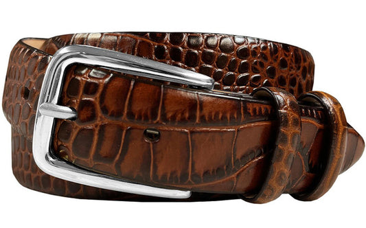 Armando Men's Solid Brass Buckle Genuine Cowhide Formal Leather Belt